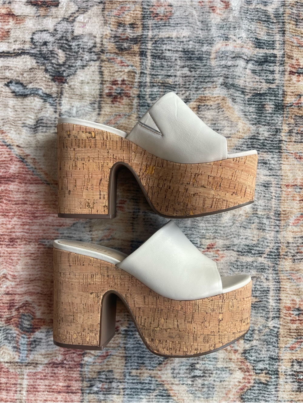 Schutz Dalle Cutout Leather & Cork Platform Sandal 6.5 hippy 70s - Picture 3 of 6